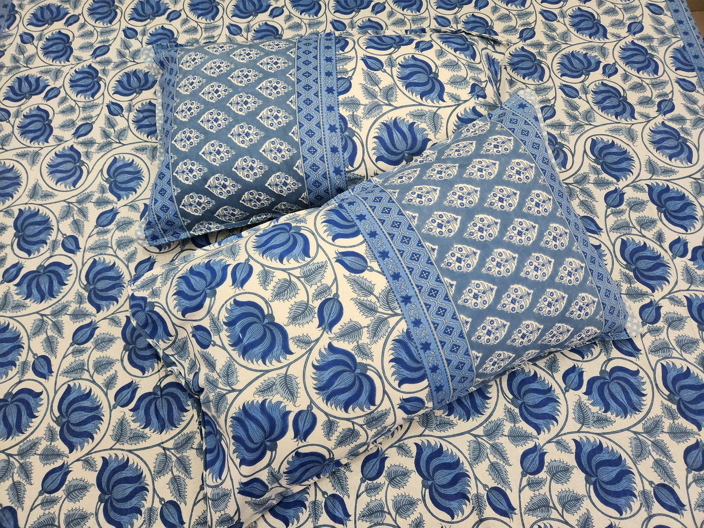 Blue Lotus Floral Bedsheet
