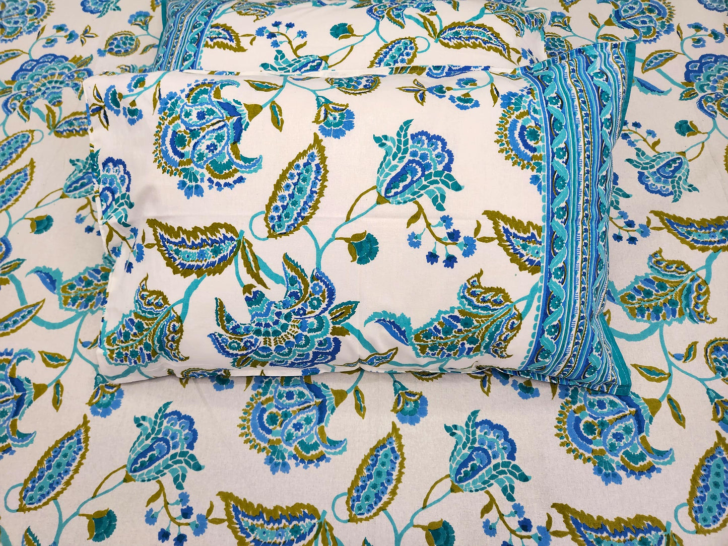 Skye Flora Blue Cotton Bedsheet