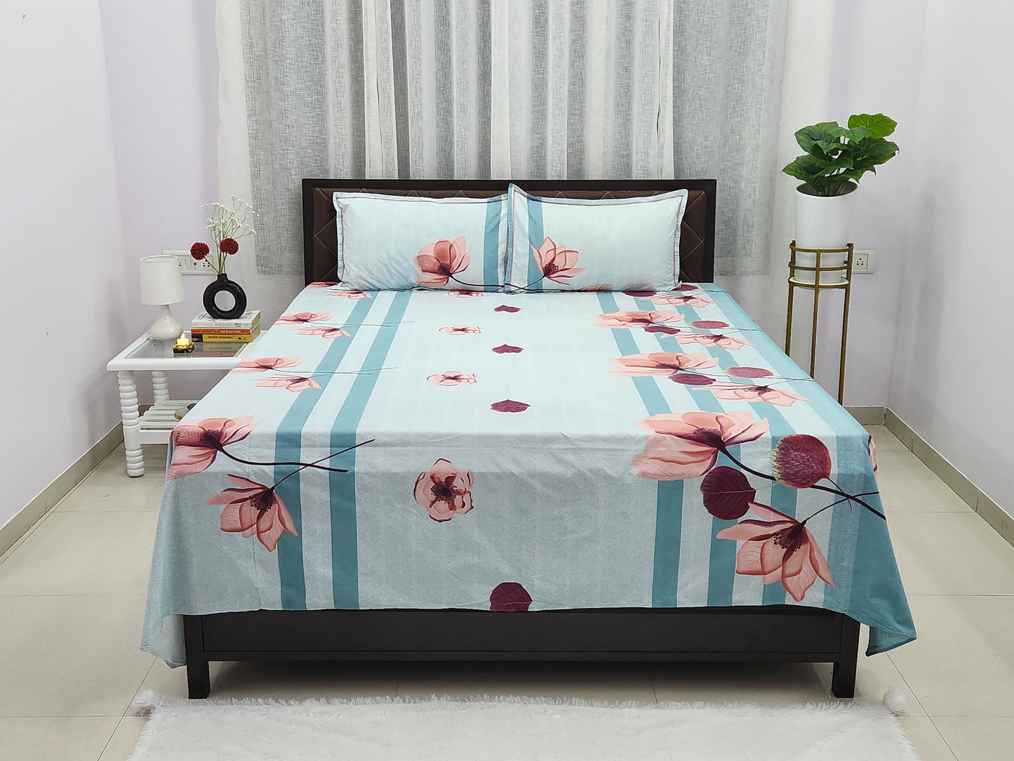 Flora Dew Blue Bedsheet