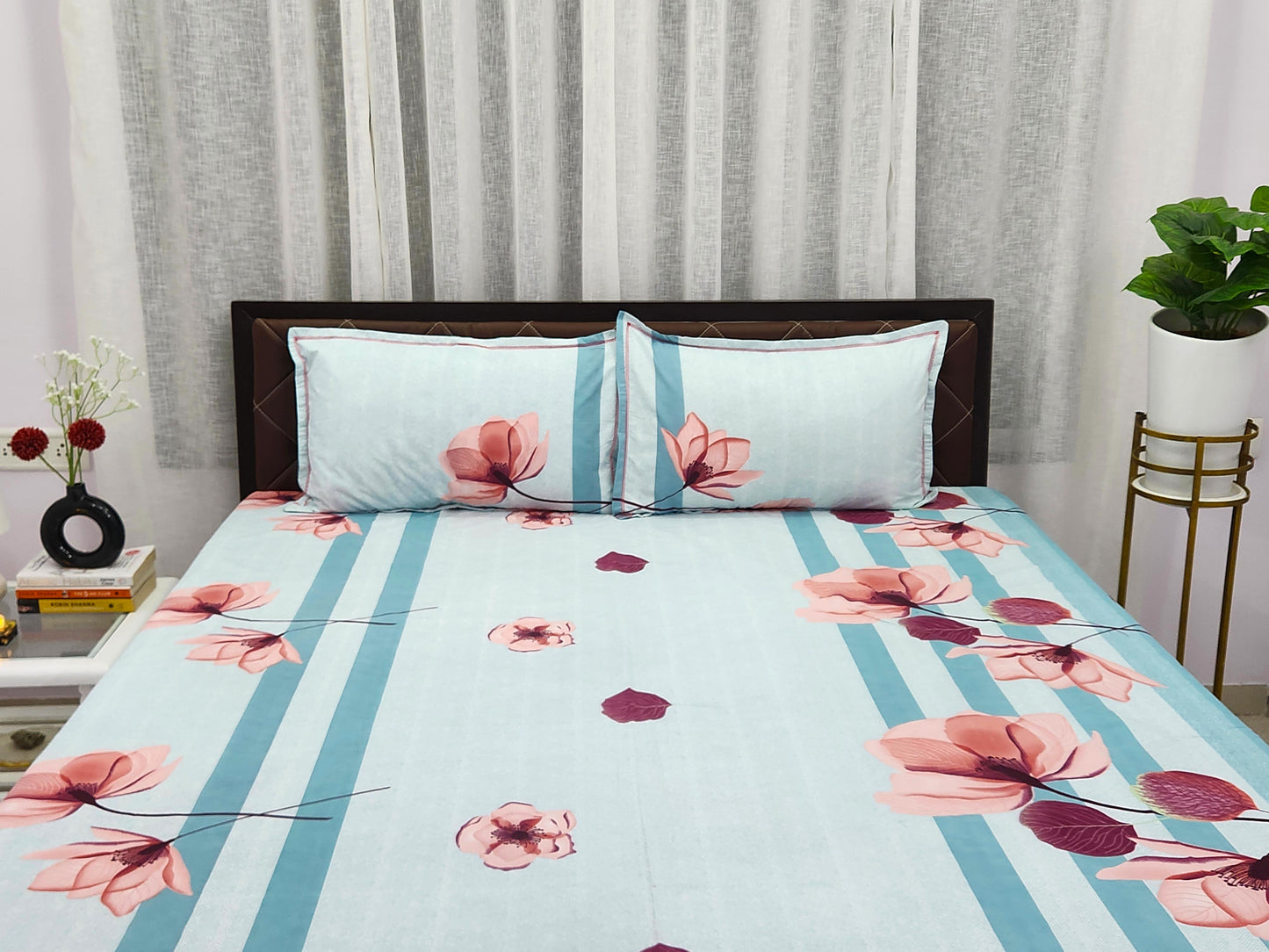 Flora Dew Blue Bedsheet