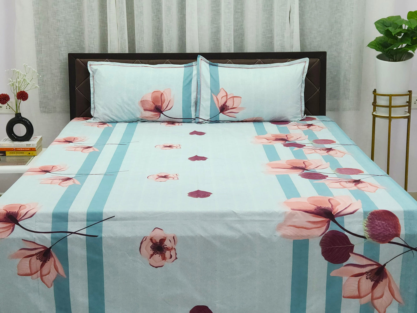 Flora Dew Blue Bedsheet