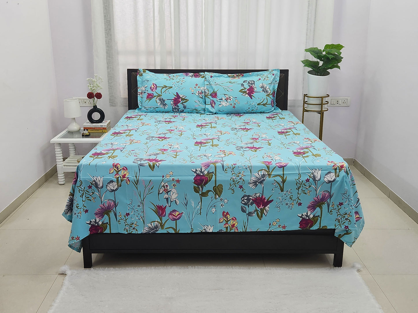 Dreamy Bloom- Blue Bedsheet