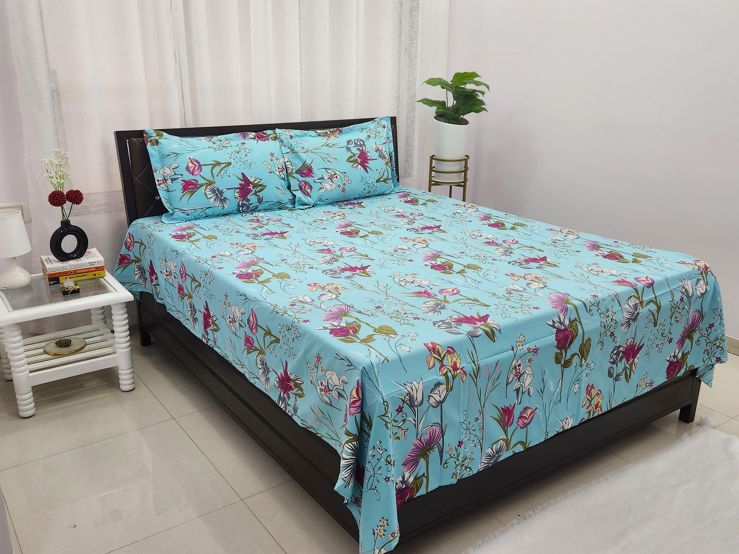 Dreamy Bloom- Blue Bedsheet