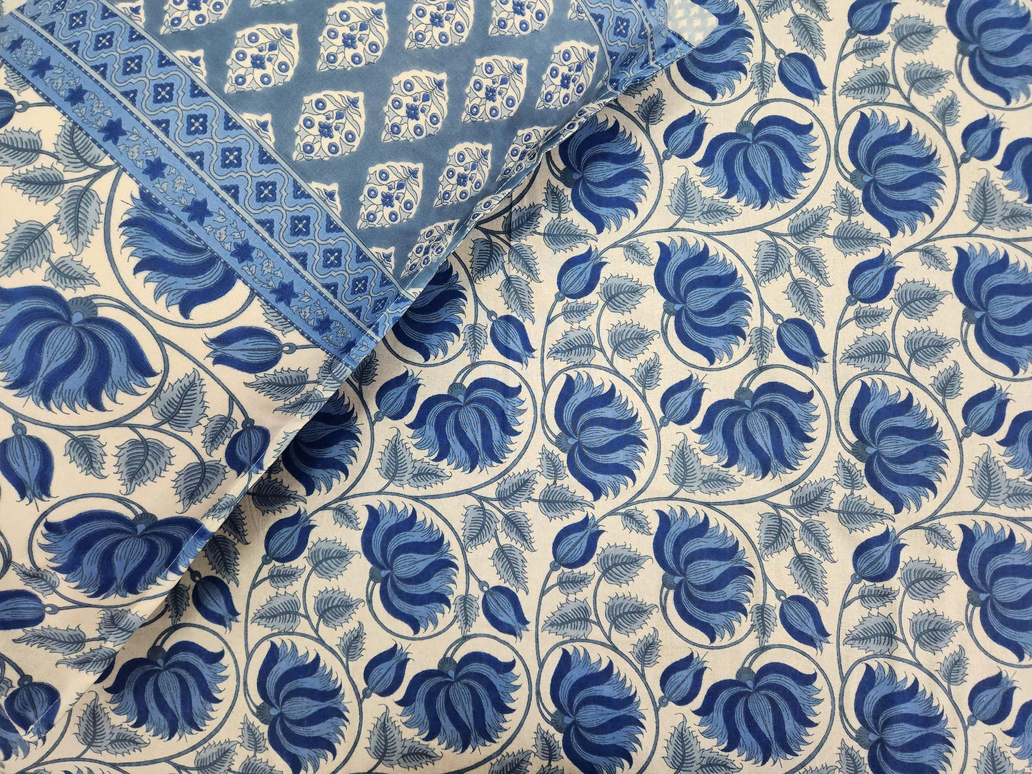 Blue Lotus Floral Bedsheet