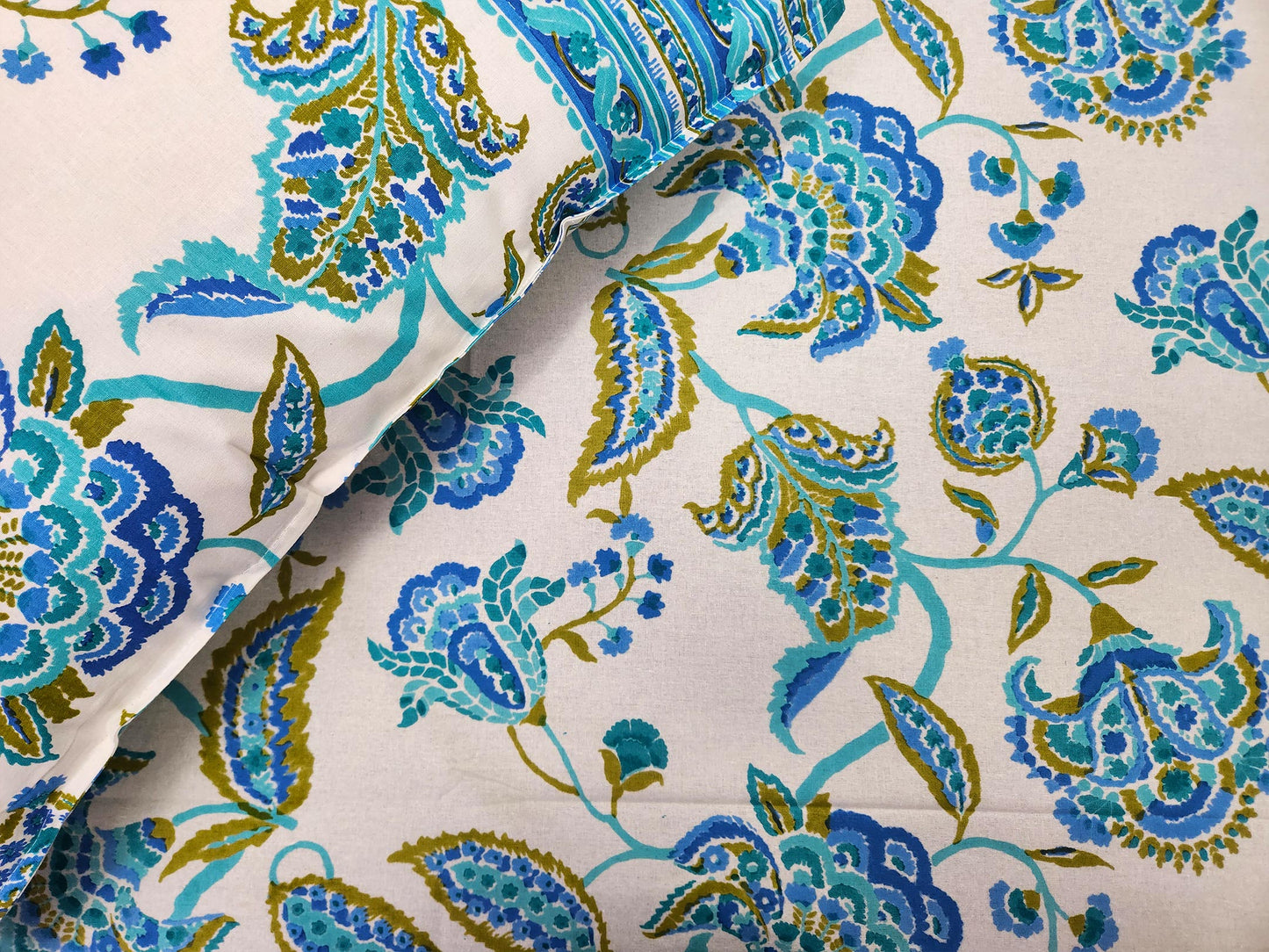 Skye Flora Blue Cotton Bedsheet