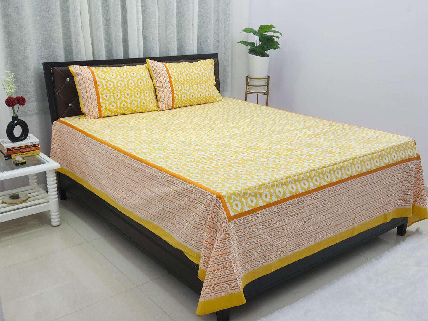 Sona-Yellow Cotton Bedsheet