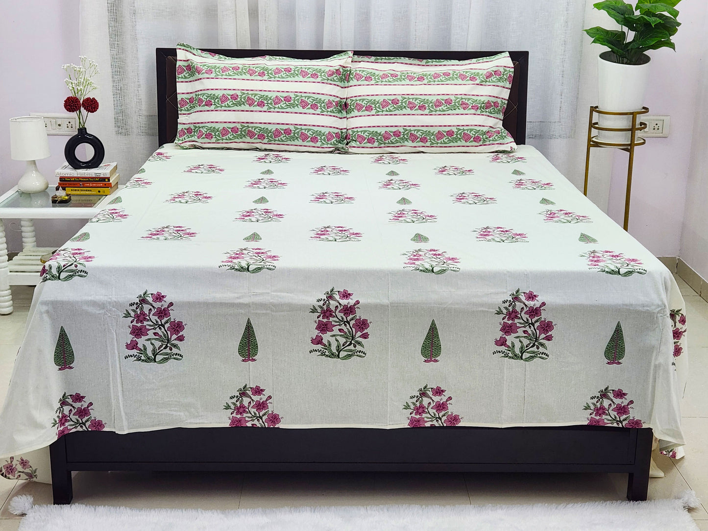 Tripti-White Cotton Bedsheet