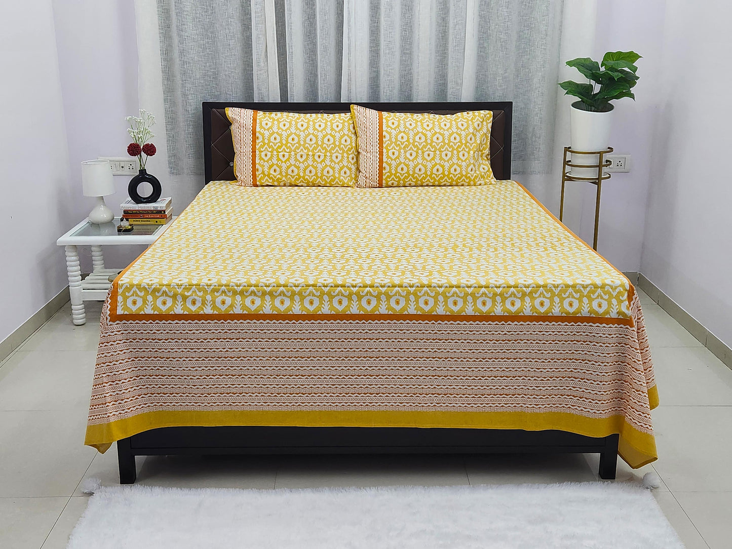 Sona-Yellow Cotton Bedsheet