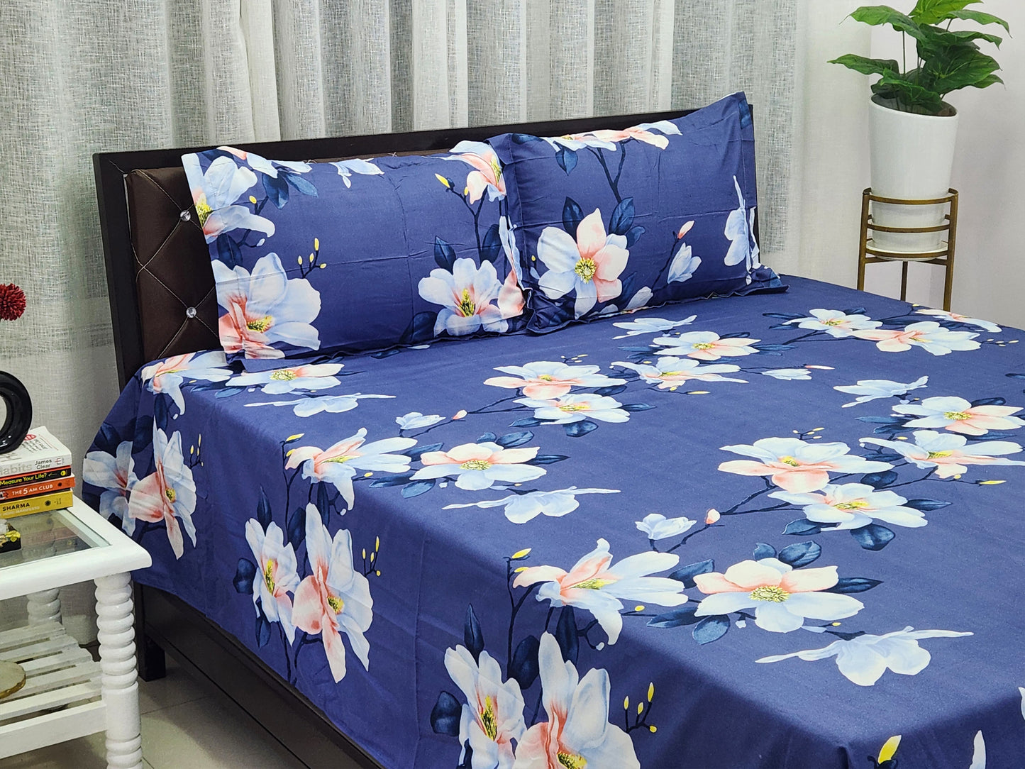 Ocean Lily Blue Floral Bedsheet