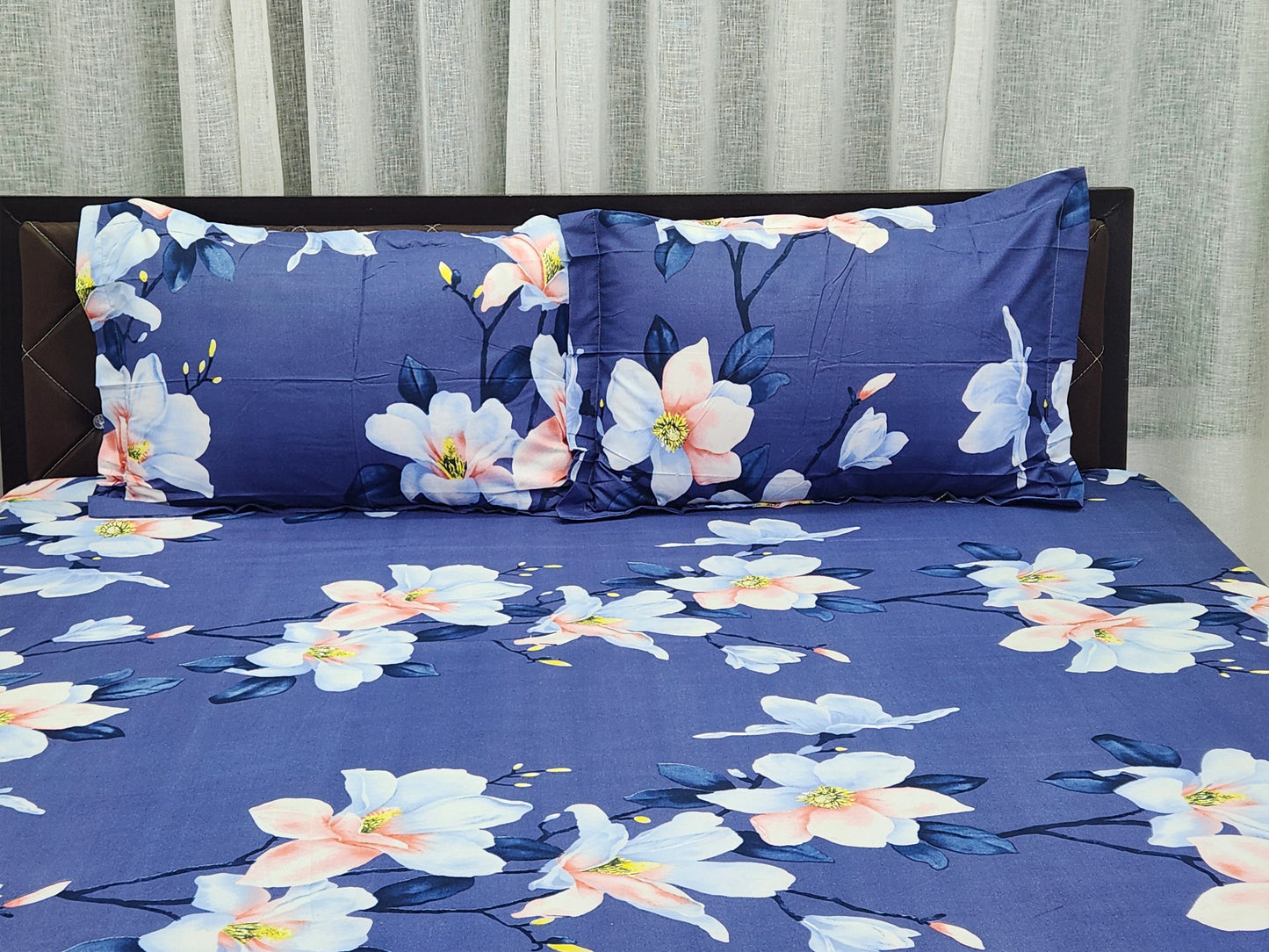 Ocean Lily Blue Floral Bedsheet