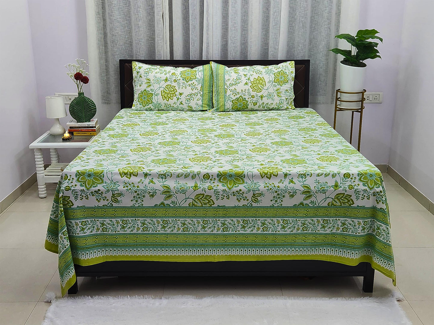 Green Gulmohar Pure Cotton Bedsheet