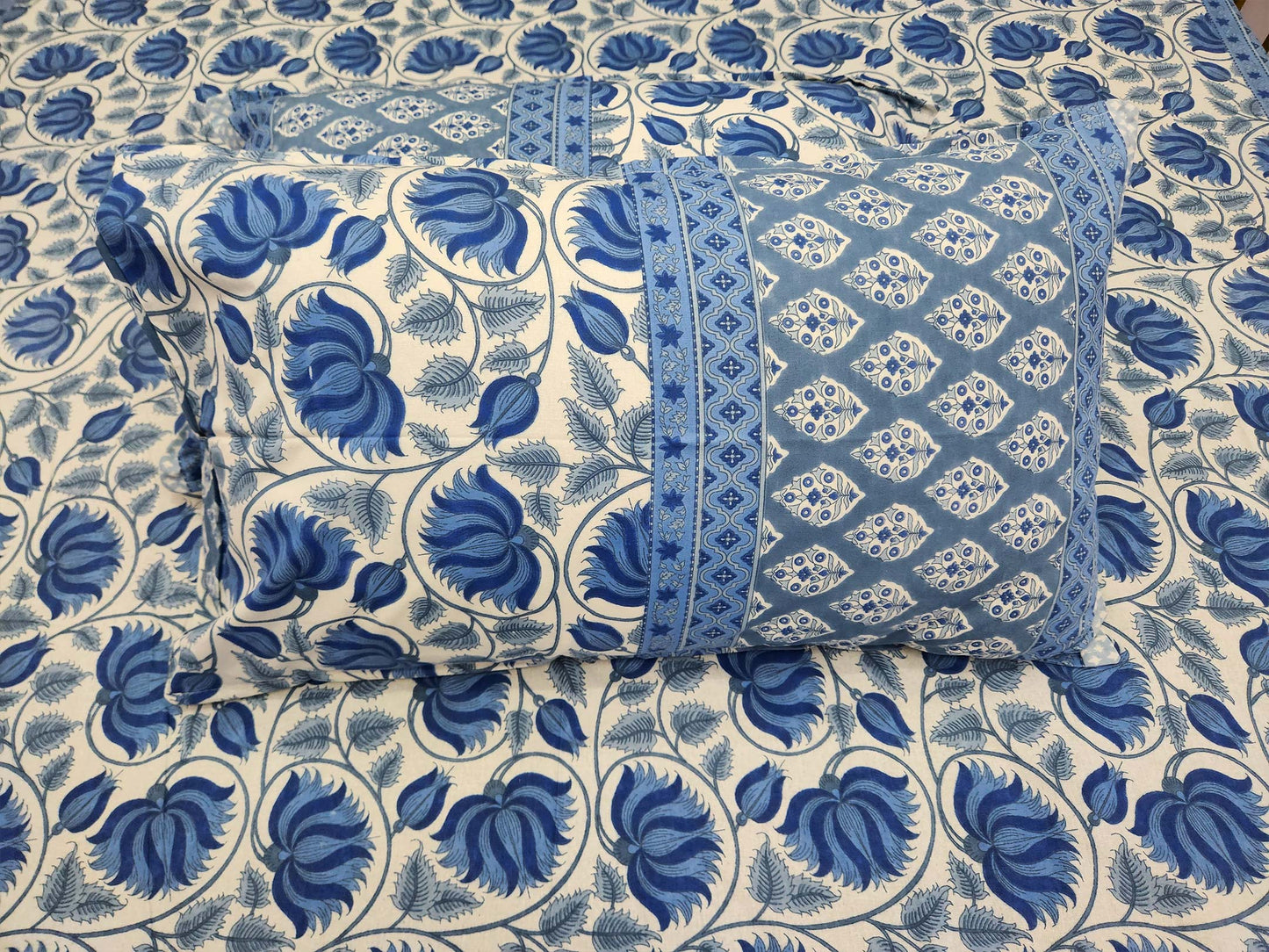 Blue Lotus Floral Bedsheet