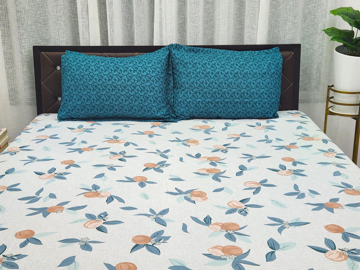 Mia- White & Blue Bed Sheet