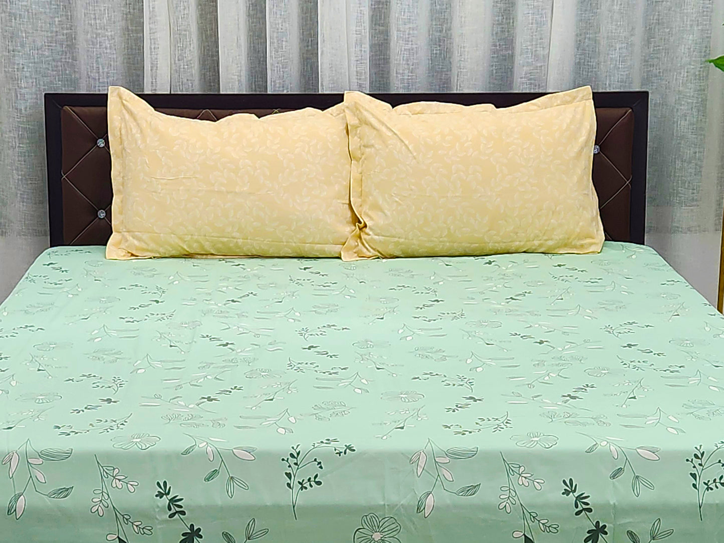 Plush Hue- Pastel Green & Yellow Bedsheet