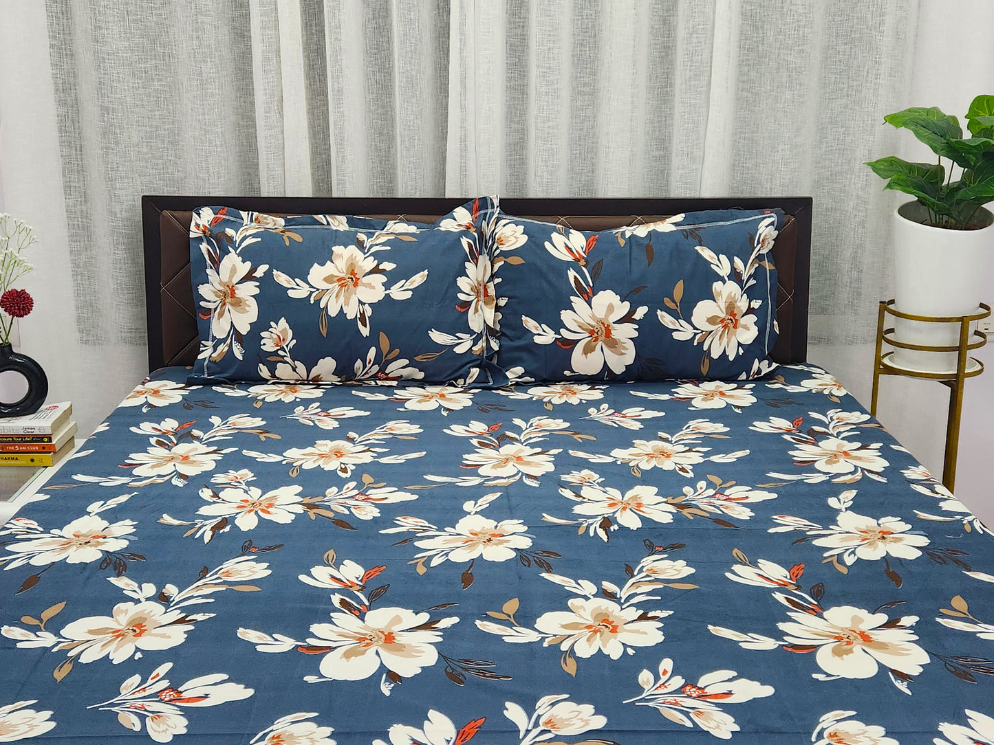 Nora- Blue Floral Bedsheet