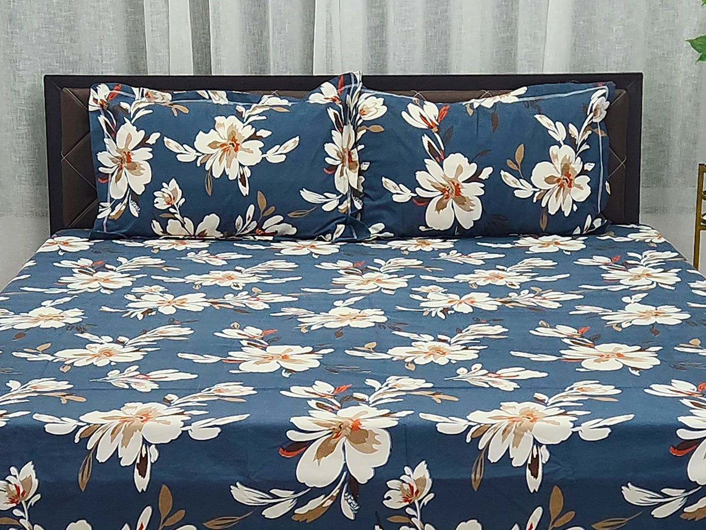 Nora- Blue Floral Bedsheet