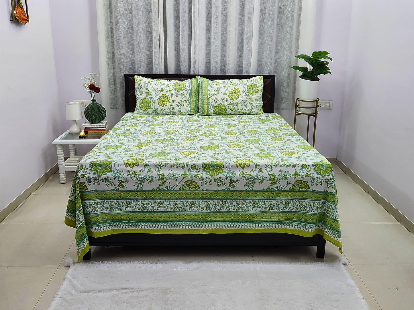 Green Gulmohar Pure Cotton Bedsheet