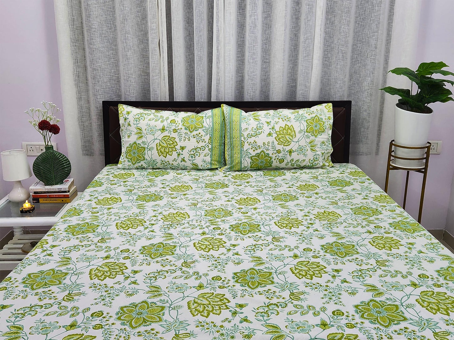 Green Gulmohar Pure Cotton Bedsheet