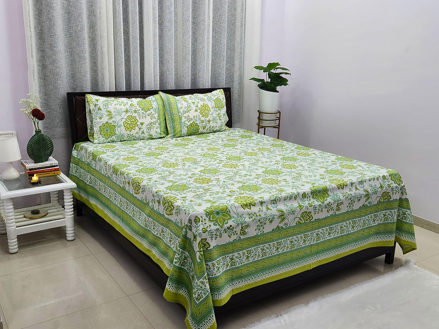 Green Gulmohar Pure Cotton Bedsheet