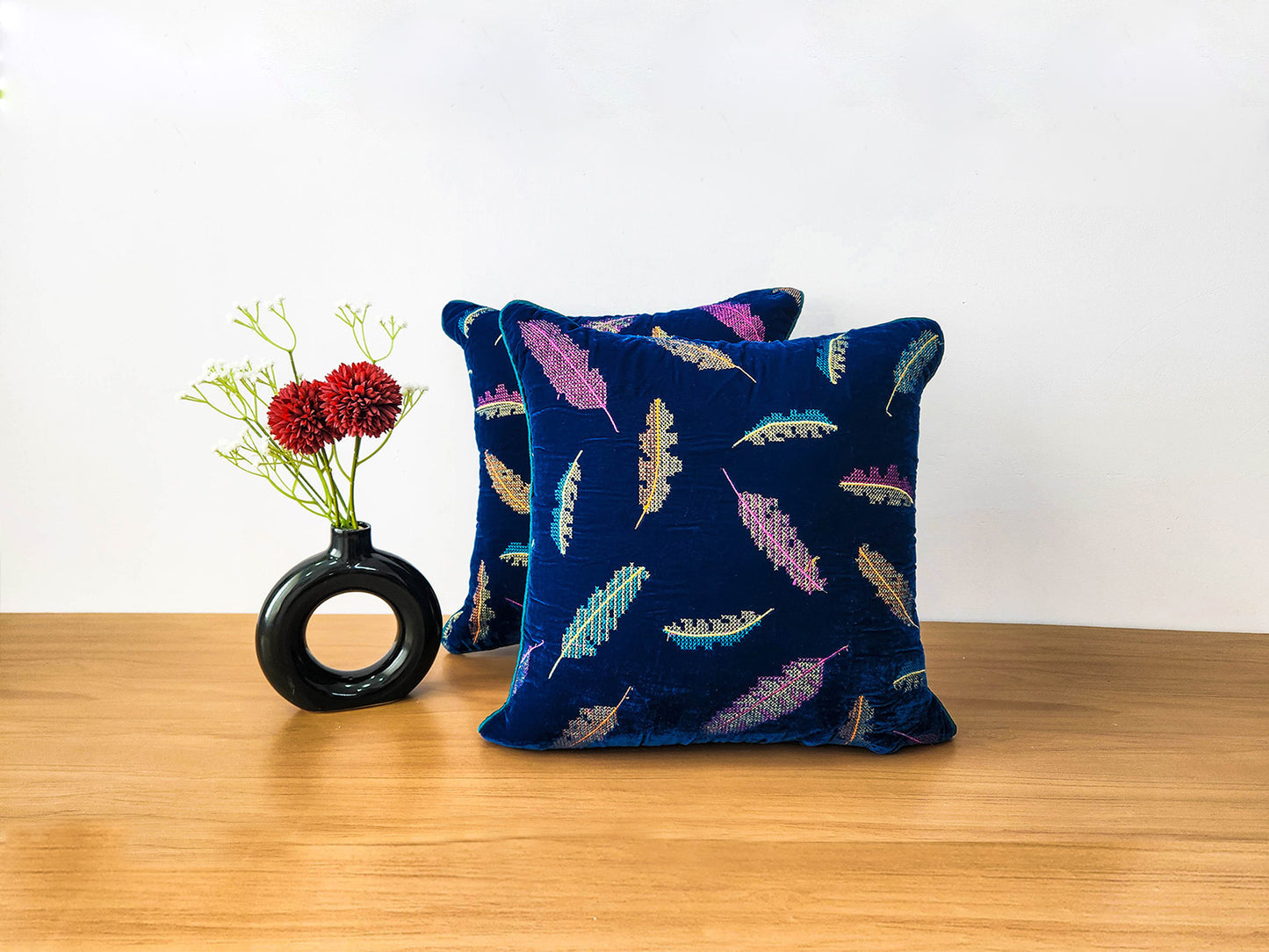 Midnight Feathers Dark blue Cushion cover