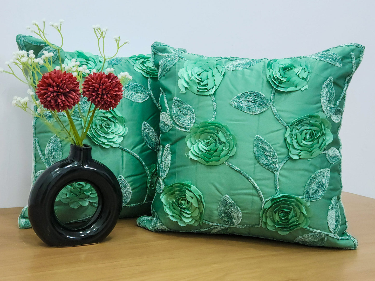 Leafy Bloom Green Cushion Covers