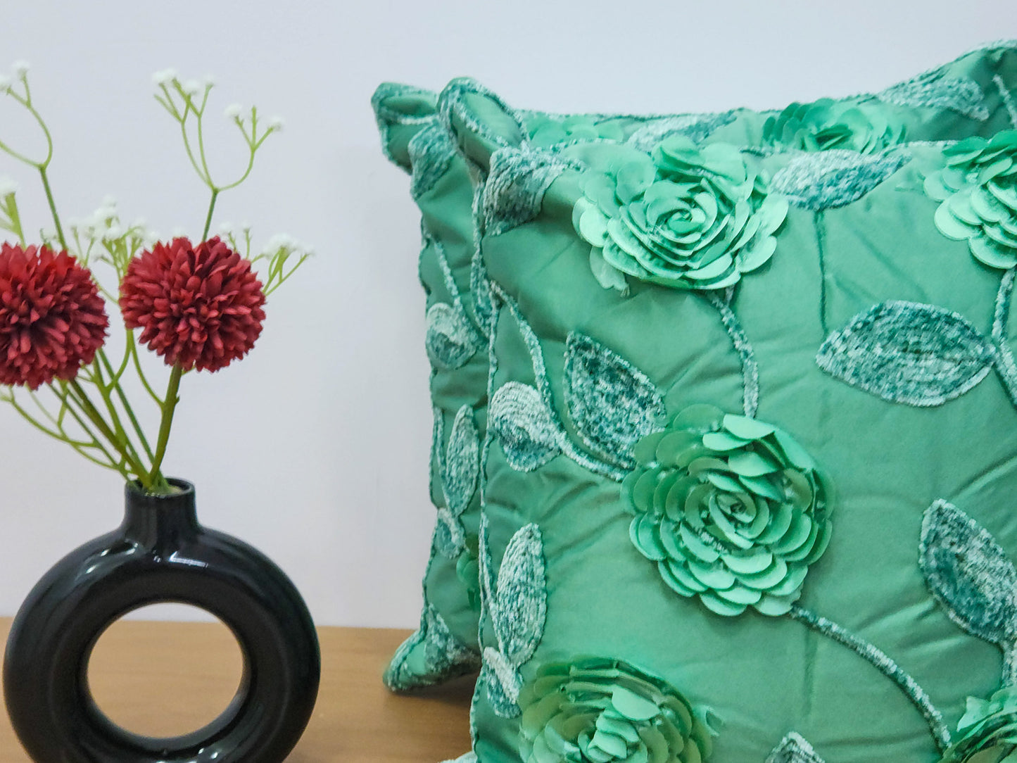 Leafy Bloom Green Cushion Covers