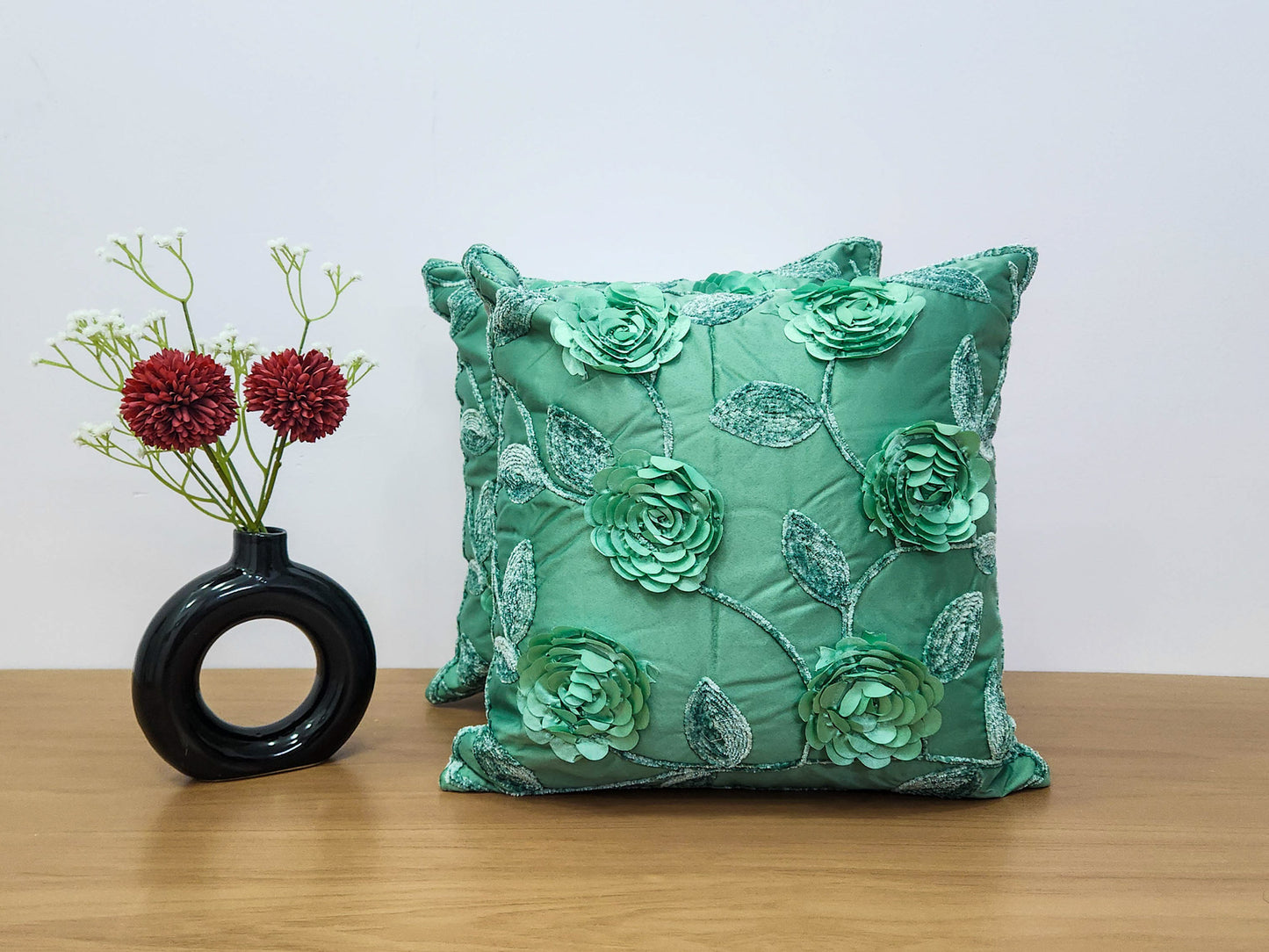 Leafy Bloom Green Cushion Covers