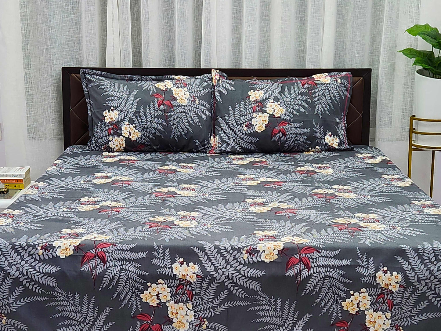 Grey Orchid Bedsheet