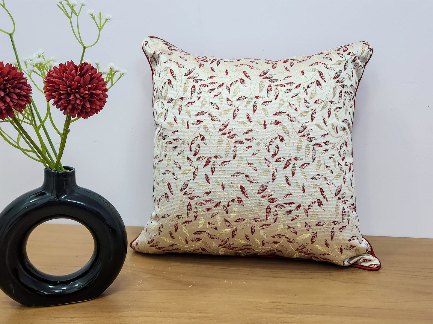 Dreamy Leaves Red and white Cushion Cover