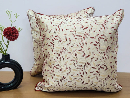 Dreamy Leaves Red and white Cushion Cover