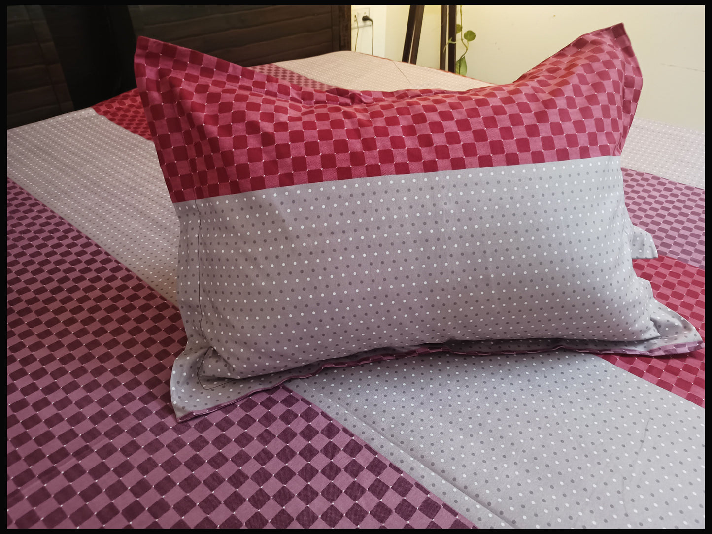 Dhara - Maroon Red Striped Bedsheet