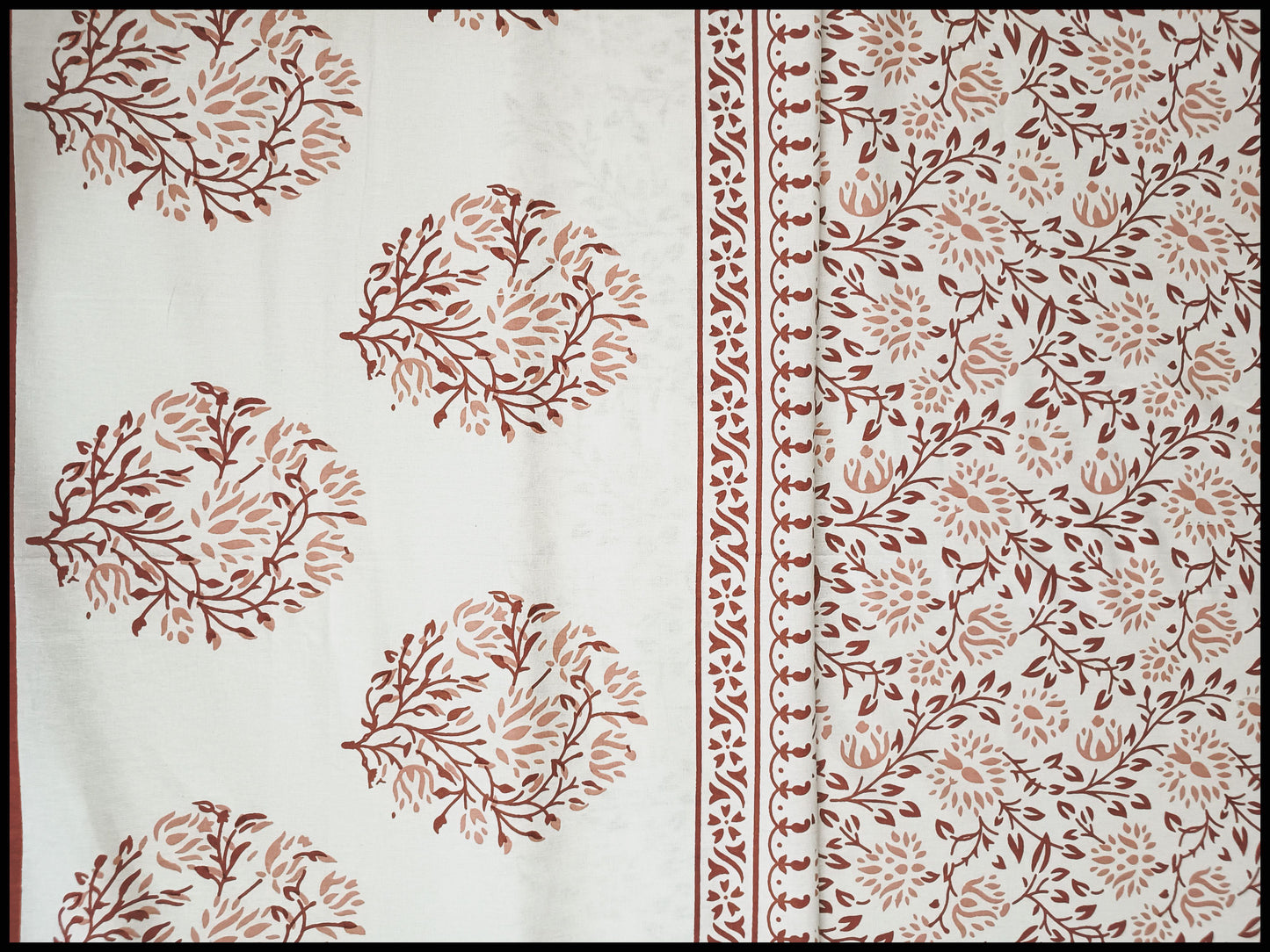 Ishani - White-Brown Floral Bedsheet