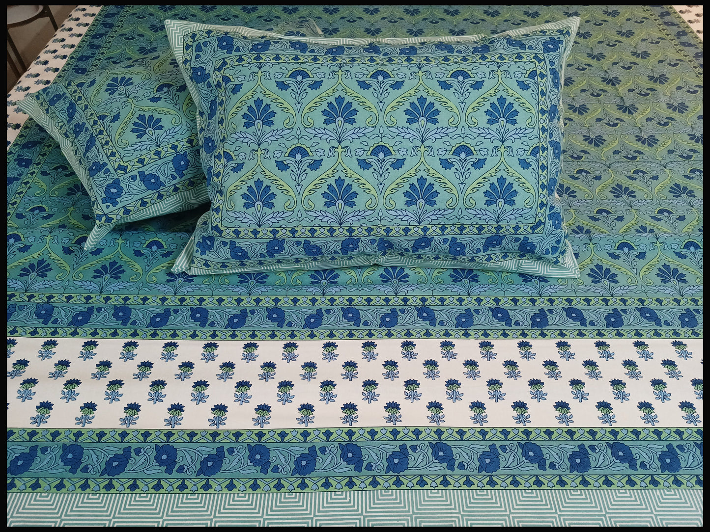 Meena - Blue Ethnic Bed Sheet