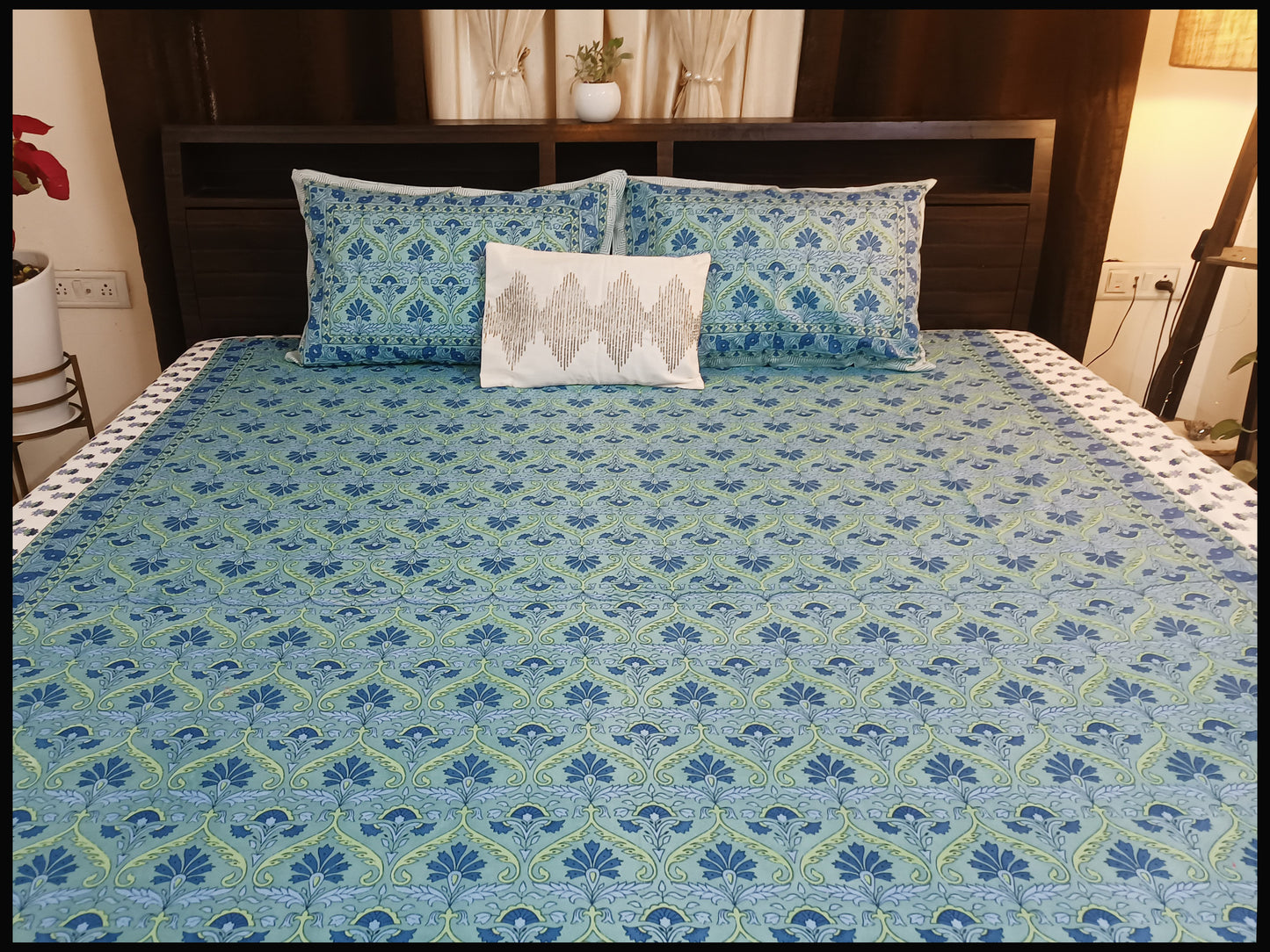 Meena - Blue Ethnic Bed Sheet
