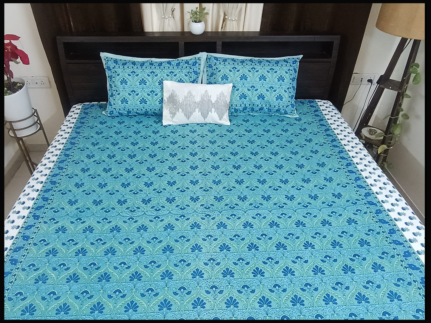 Meena - Blue Ethnic Bed Sheet