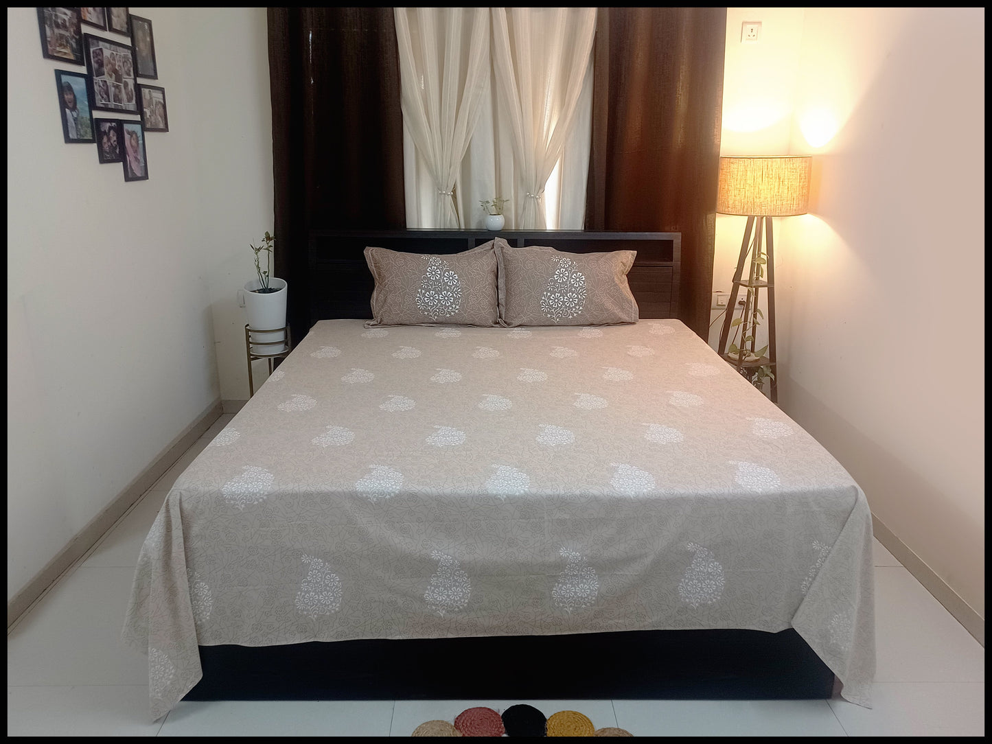 Mili - Brown Ethnic Bed Sheet