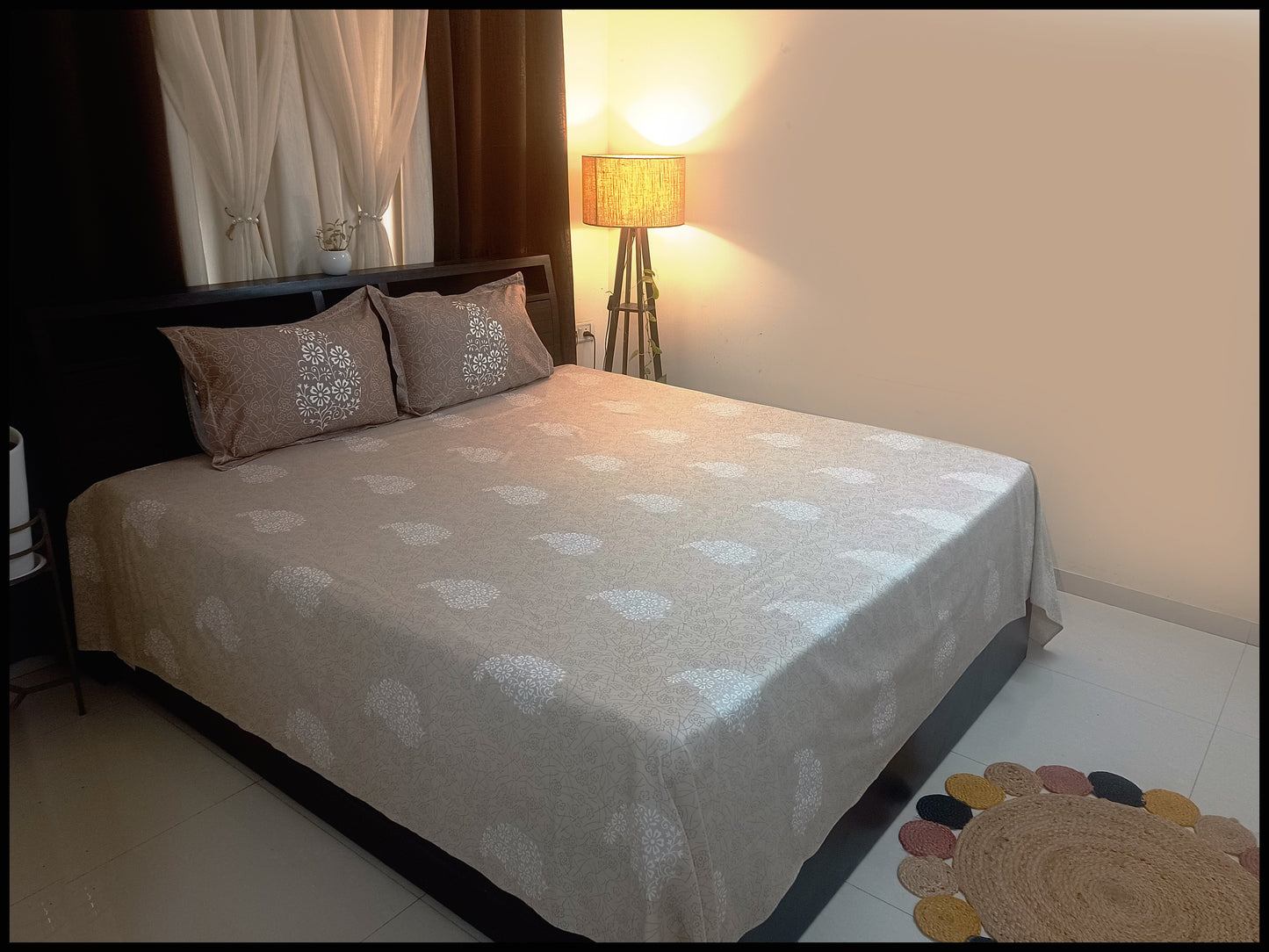 Mili - Brown Ethnic Bed Sheet