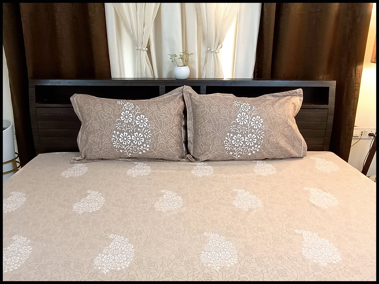 Mili - Brown Ethnic Bed Sheet