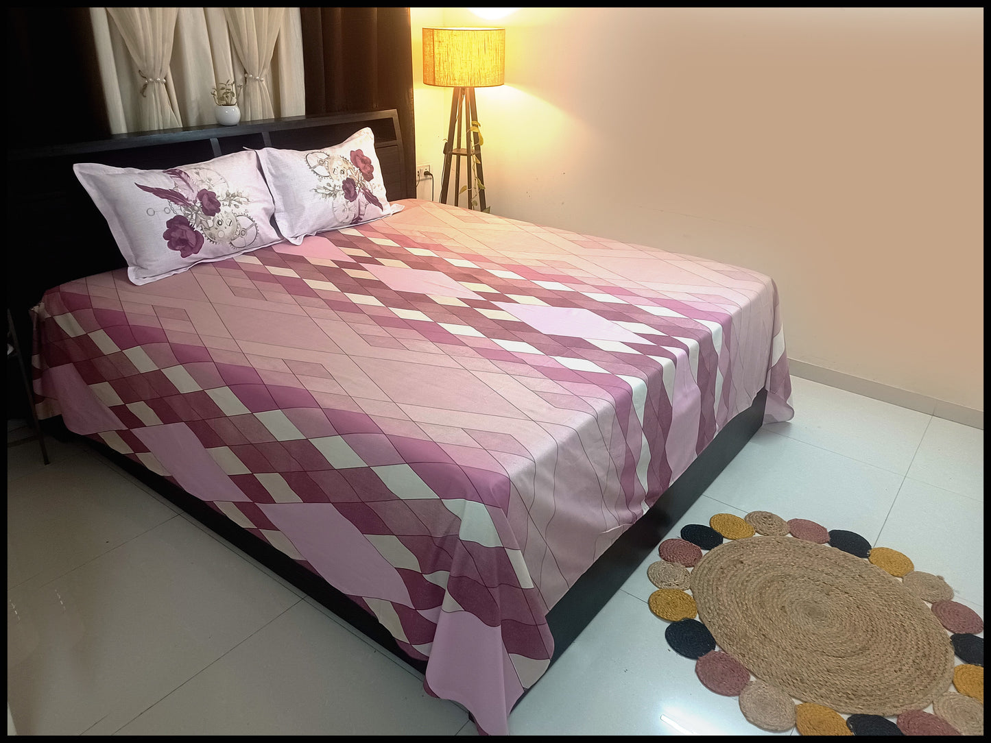 Naaz Pink Designer Bed Sheet