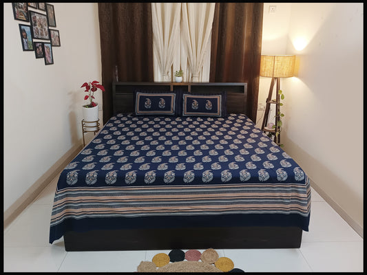 Neelanjana - Blue Ethnic Bed Sheet