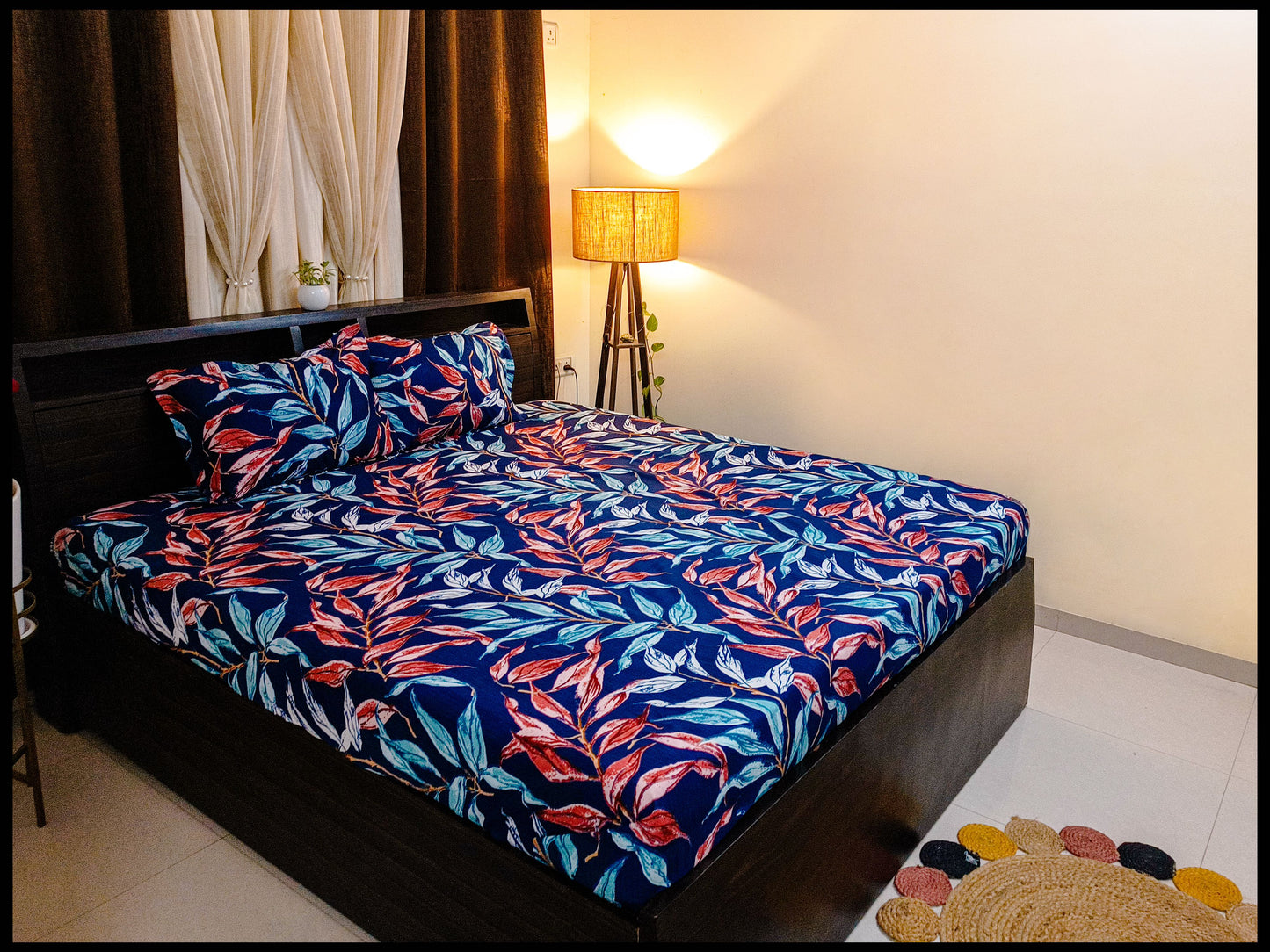 Neelima - Blue & Red Bedsheet