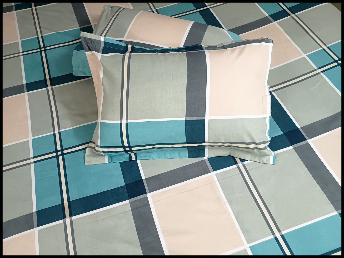 Nimisha - Blue Plaid Checks Bedsheet