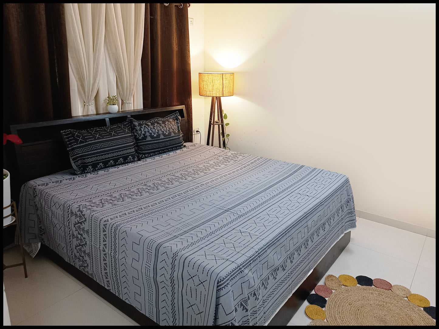 Zina - Grey Designer Bedsheet