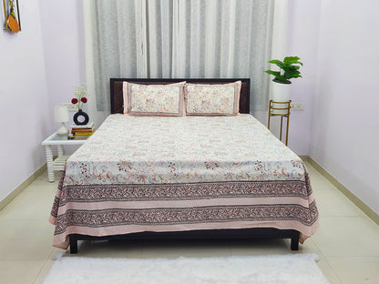 Jiya - Pink & White Ethnic Bedsheet