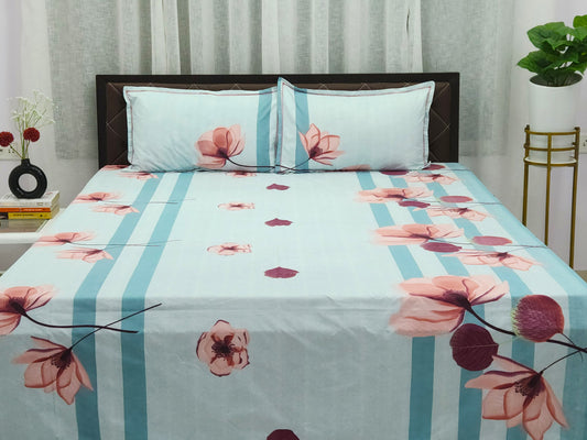 Flora Dew Blue Bedsheet