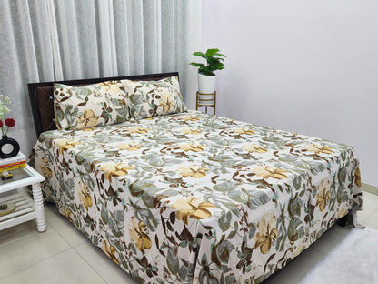 Ivy Garden- Floral White Bedsheet