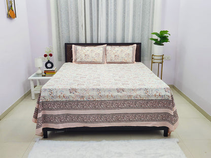 Jiya - Pink & White Ethnic Bedsheet