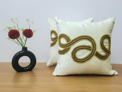 Beaded Bliss -  Off White cushion cover