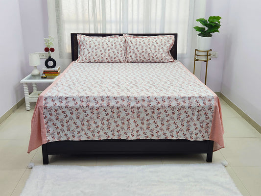 Ema-White Cotton Bedsheet