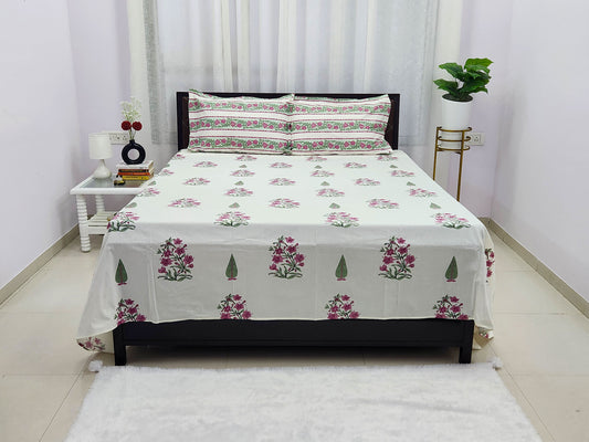 Tripti-White Cotton Bedsheet